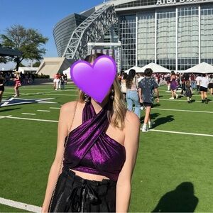 Indie Collection Metallic Purple Halter Crop Top